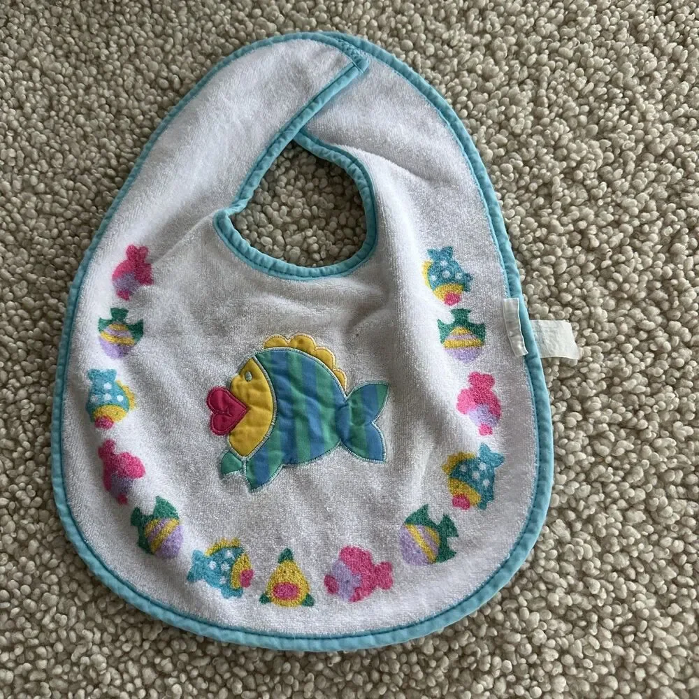 Set of 5 Vintage Baby Colorful Bibs Toddler VTG 90s 60s
